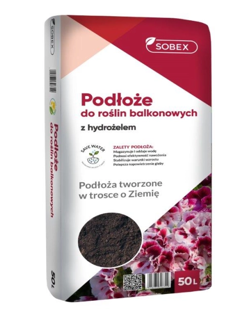 Zdjęcie: Podłoże do roślin balkonowych z hydrożelem 50 L SOBEX