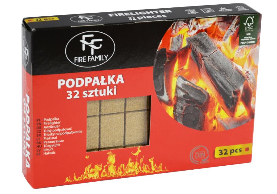 Zdjęcie: Podpałka uniwersalna 32 kostki kartonik FIRE FAMILY