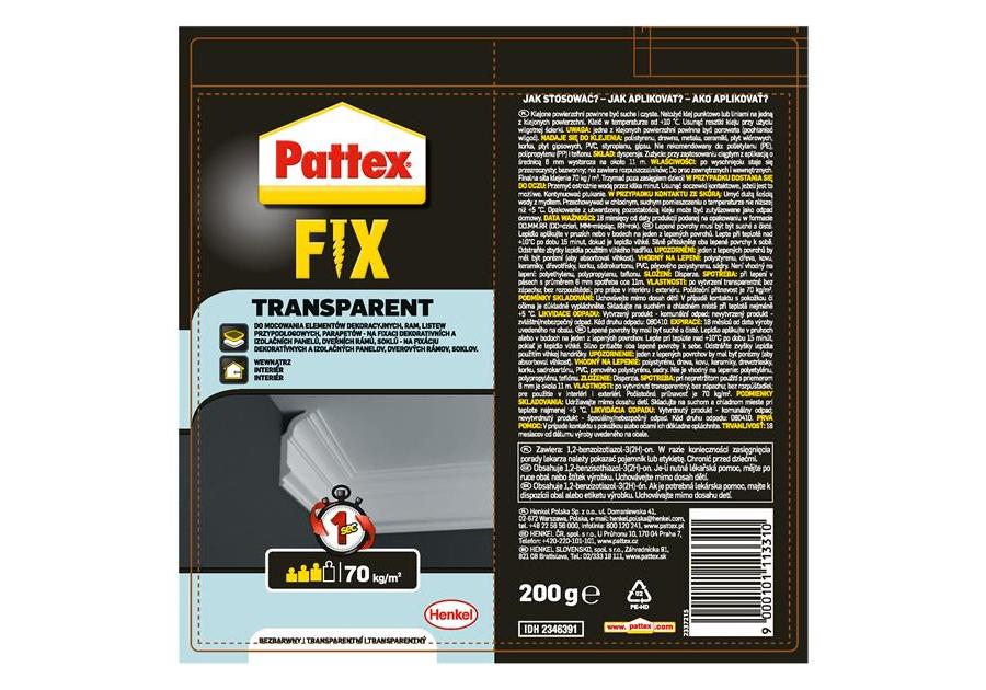 Zdjęcie: Klej fix transparent 200 g PATTEX