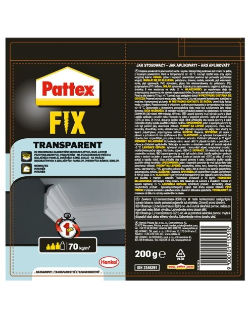 Zdjęcie: Klej fix transparent 200 g PATTEX