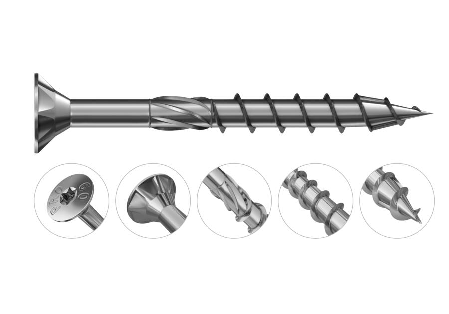 Zdjęcie: Wkręty konstrukcyjne z niepełnym gwintem i łbem stożkowym 5,0x40 mm, 14 sztuk RAWLPLUG