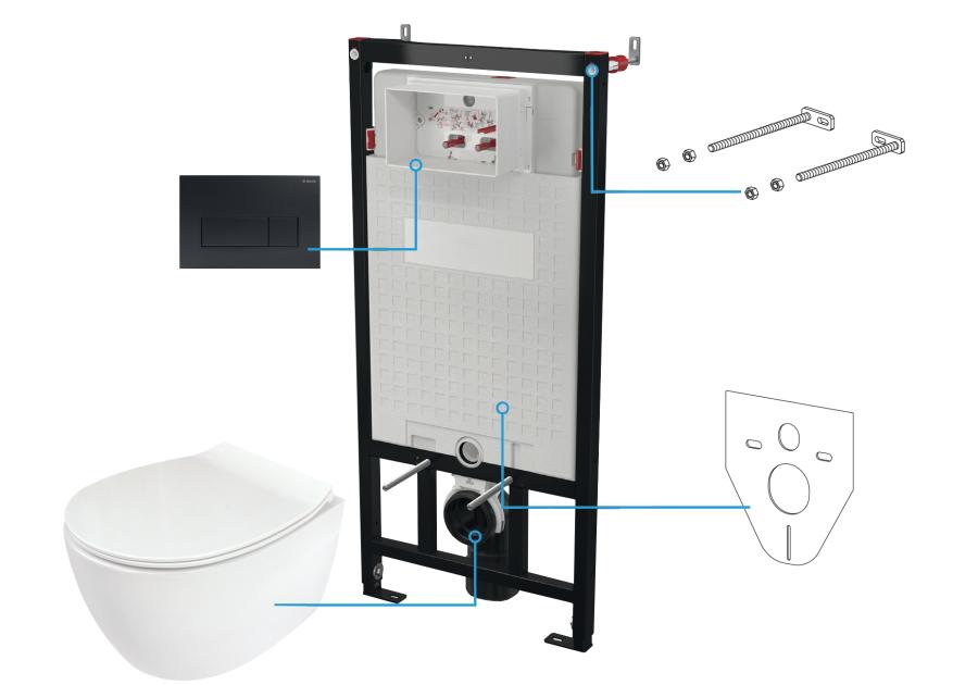 Zdjęcie: Zestaw WC podtynkowy 6 w 1 Silia biały, nero DEANTE