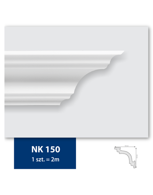 Zdjęcie: Listwa sufitowa z polistyrenu NK 150, 2 sztuki 200x10,4x10,4 cm biały DMS