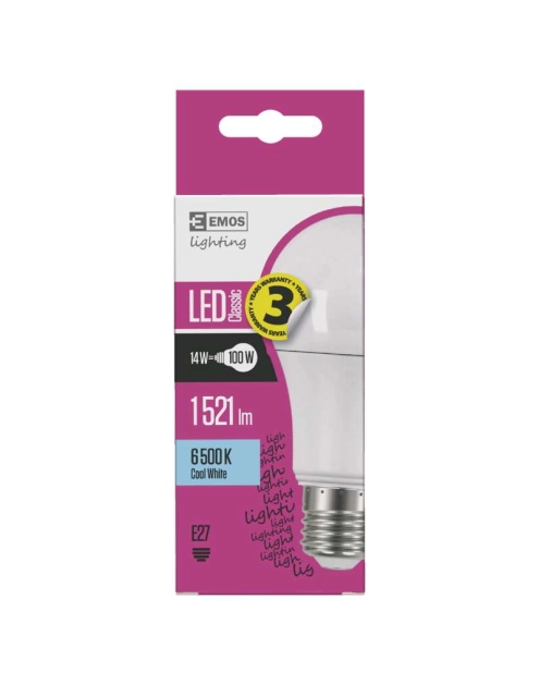 Zdjęcie: Żarówka LED Classic A60, E27, 13,2 W (100 W), 1 521 lm, zimna biel EMOS