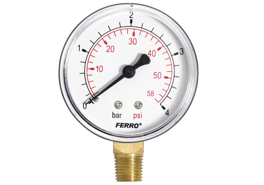 Zdjęcie: Manometr 63 mm 1/4 radialny 0-4 bar FERRO