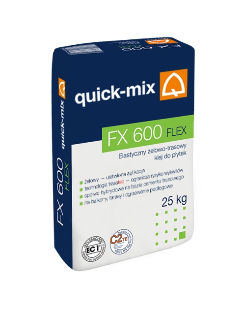 Zdjęcie: Klej do płytek 25 kg FX 600 Flex elastyczny żelowo-trasowy QUICK-MIX