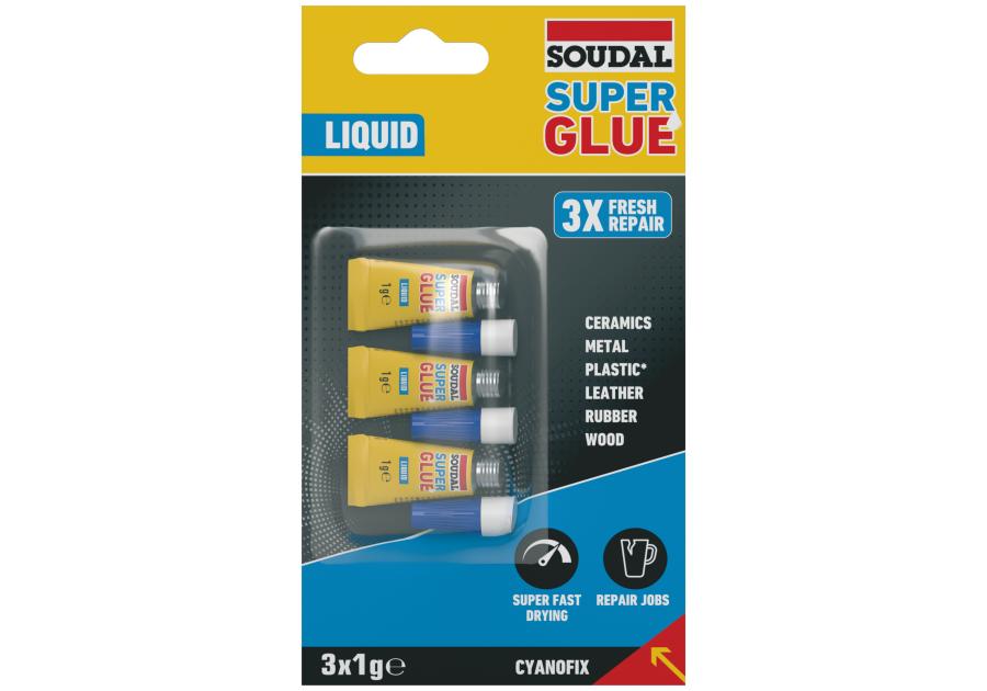 Zdjęcie: Klej sekundowy Super Glue liquid 3 x 1 g SOUDAL