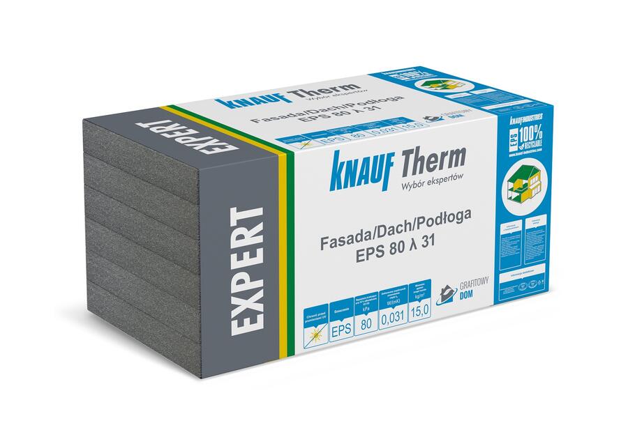 Zdjęcie: Styropian Therm Pro Fasada/Dach/Podłoga EPS 80 -31 ,20x500x1000 mm KNAUF INDUSTRIES