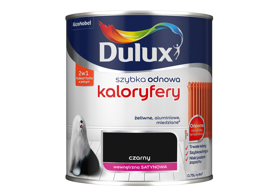 Zdjęcie: Farba Szybka Odnowa Kaloryfery 0,75 L czarny DULUX