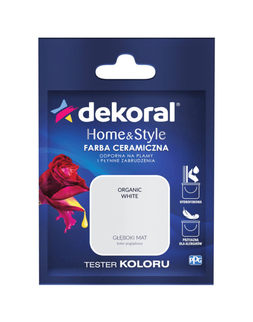 Zdjęcie: Farba ceramiczna Home&Style organic white tester 0,03 L DEKORAL