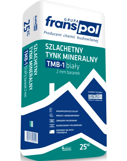 Zdjęcie: Tynk mineralny MTB-1 biały baranek 1,5 mm - 25 kg FRANS-POL