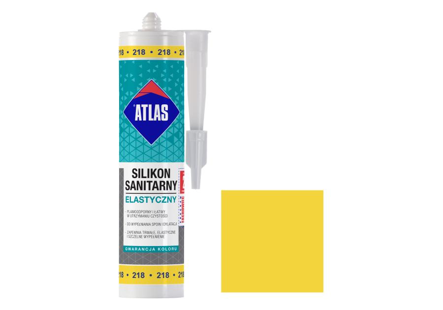 Zdjęcie: Silikon sanitarny elastyczny, 218 cytrynowy, 280 ml ATLAS