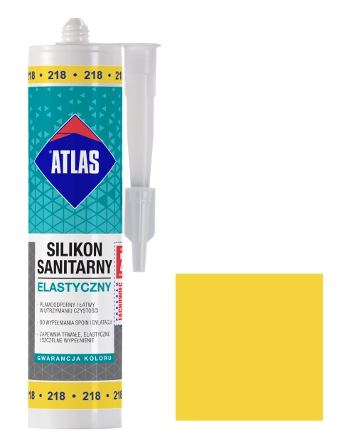 Zdjęcie: Silikon sanitarny elastyczny, 218 cytrynowy, 280 ml ATLAS