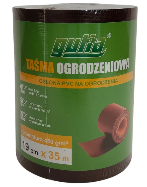 Zdjęcie: Taśma ogrodzeniowa PVC 450g/m2 brązowa GUTTA