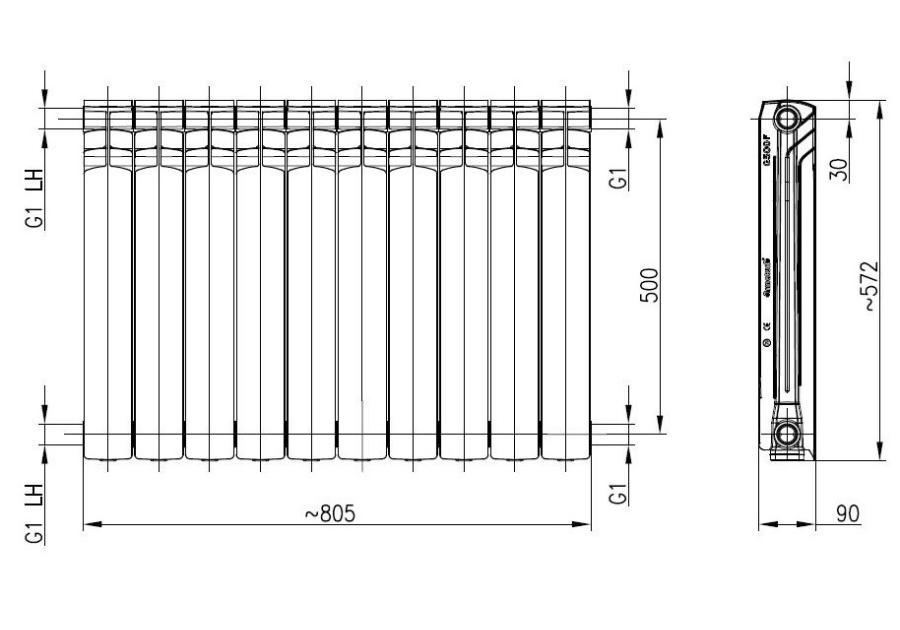 Zdjęcie: Grzejnik aluminiowy G500F/10 1,6 MPa KFA