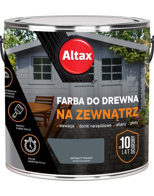 Zdjęcie: Farba do drewna na zewnątrz 2,5 L antracyt ALTAX