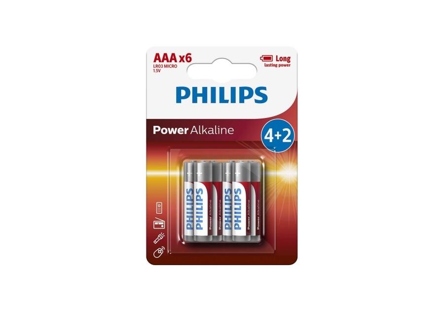 Zdjęcie: Baterie alkaiczne LR3 AAA - 6 szt. PHILIPS