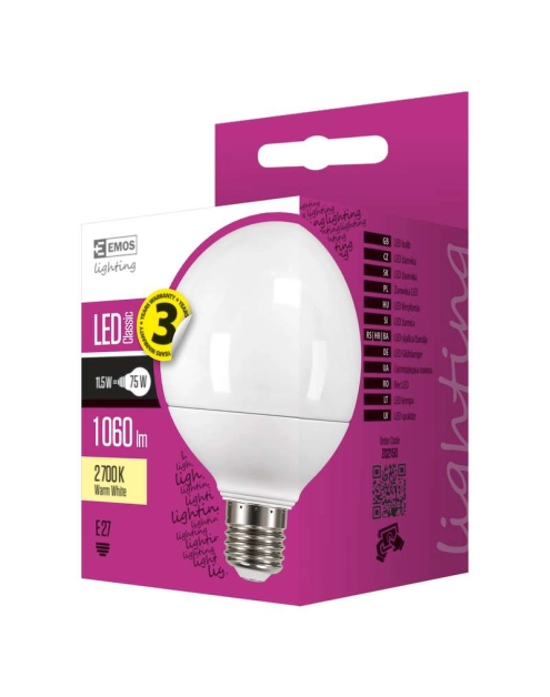 Zdjęcie: Żarówka LED Classic Globe, E27, 11,1 W (75 W), 1 060 lm, neutralna biel EMOS