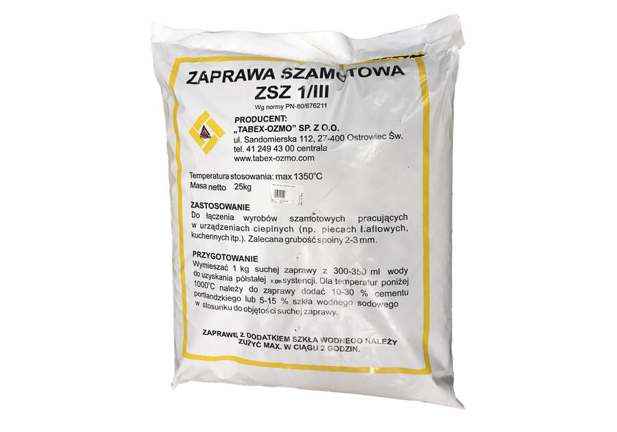 Zdjęcie: Zaprawa szamotowa ZSZ 1/III 25 kg TABEX-OZMO