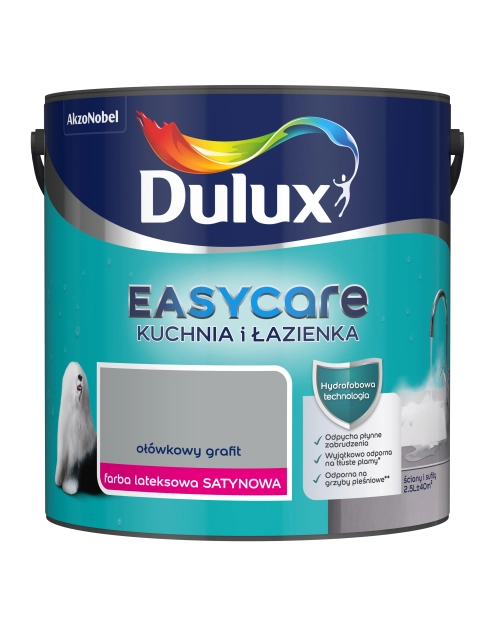 Zdjęcie: Farba lateksowa Easy Care Kuchnia&Łazienka ołówkowy grafit 2,5 L DULUX