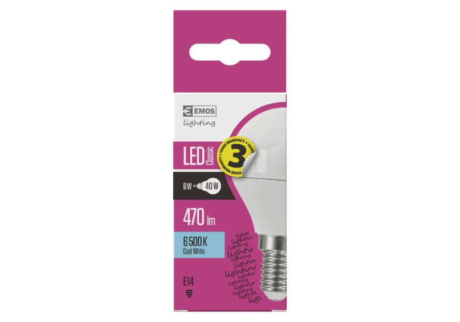 Zdjęcie: Żarówka LED Classic Mini Globe, E14, 5 W (40 W), 470 lm, zimna biel EMOS