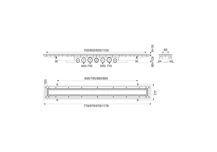 Zdjęcie: Odpływ liniowy venisio expert 800mm TYCNER