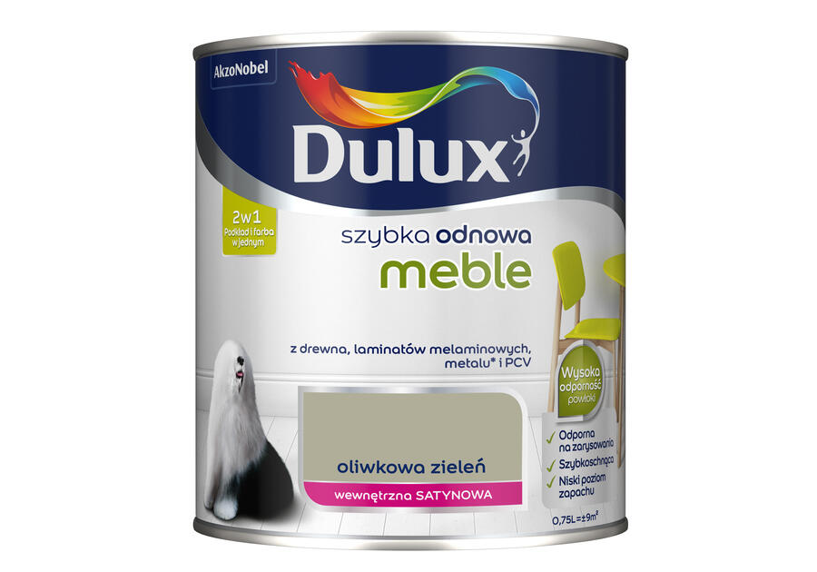 Zdjęcie: Farba Szybka Odnowa Meble 0,75 L oliwkowa zieleń DULUX