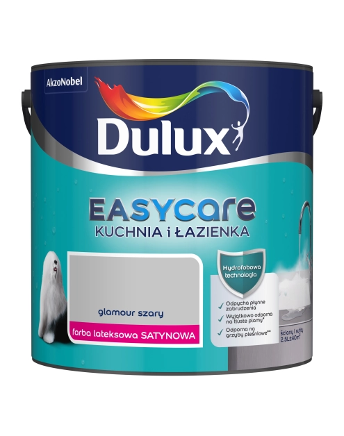 Zdjęcie: Farba lateksowa Easy Care Kuchnia&Łazienka glamour szary 2,5 L DULUX