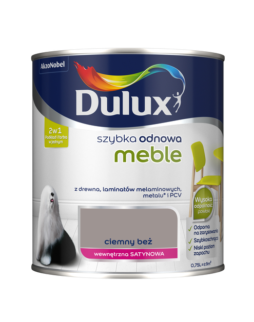 Zdjęcie: Farba Szybka Odnowa Meble 0,75 L ciemny beż DULUX