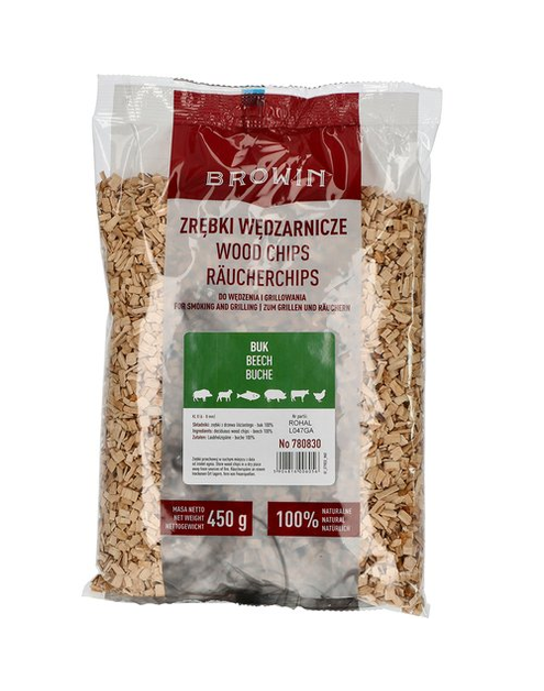 Zdjęcie: Zrębki do wędzenia/grillowania bukowe 450 g, kl. 8 BROWIN