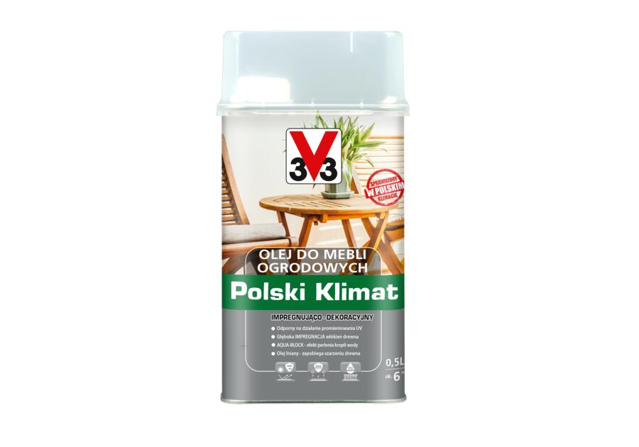 Zdjęcie: Olej do mebli ogrodowych Polski Klimat 0,5 L Bezbarwny V33