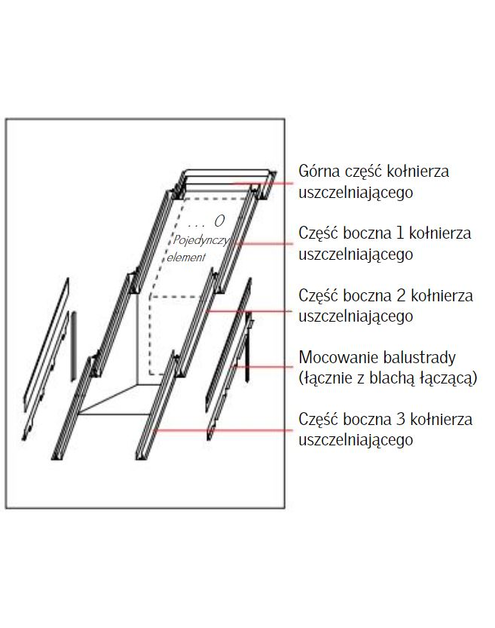 Zdjęcie: Kołnierz do okna balkonowego EEW 0000 profilowany pojedynczy, 78x140 cm VELUX