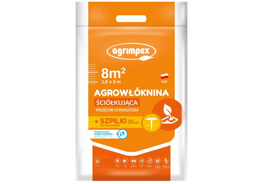 Zdjęcie: Agrowłóknina ściółkująca Agro-Marina 50 g czarna 1,6 x 5 m, 10 szpilek AGRIMPEX