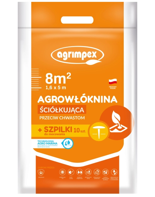 Zdjęcie: Agrowłóknina ściółkująca Agro-Marina 50 g czarna 1,6 x 5 m, 10 szpilek AGRIMPEX