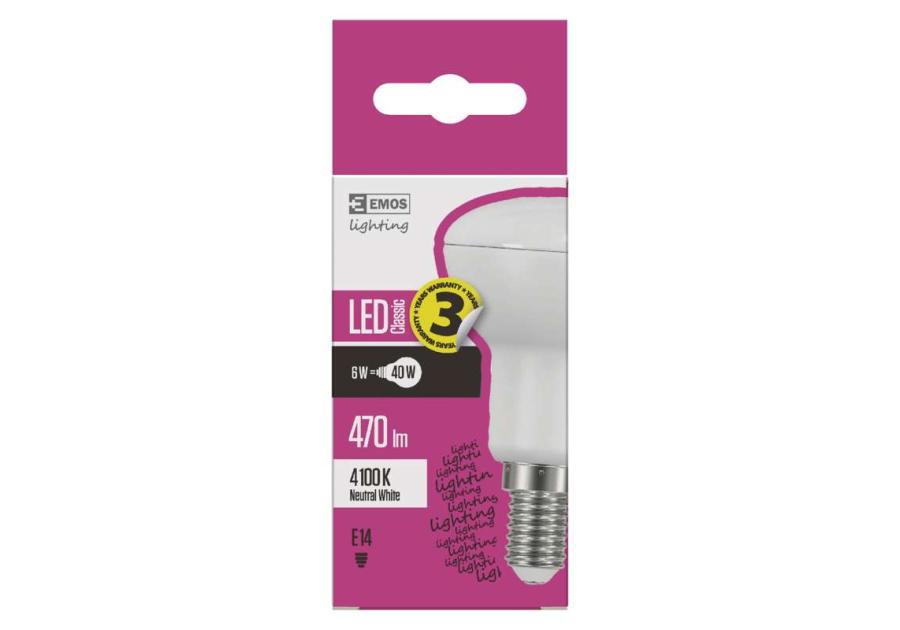 Zdjęcie: Żarówka LED Classic R50, E14, 4 W (39 W), 450 lm, neutralna biel EMOS