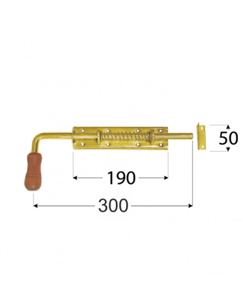 Zdjęcie: Zasuwka sprężynowa z rączką drewnianą 30x19x5 cm WSP260 DMX