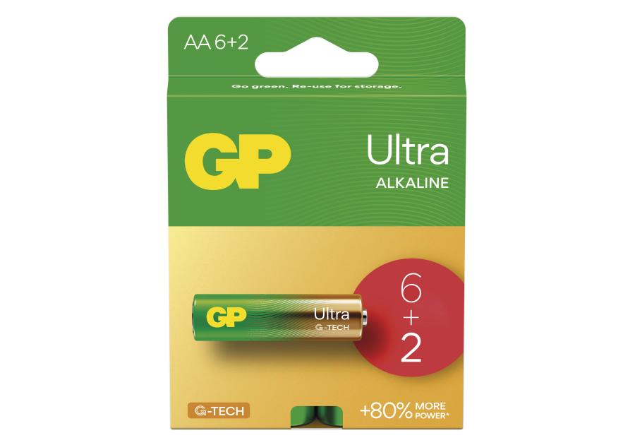 Zdjęcie: Bateria alkaliczna GP ULTRA AAA (LR03) 6+2PP EMOS