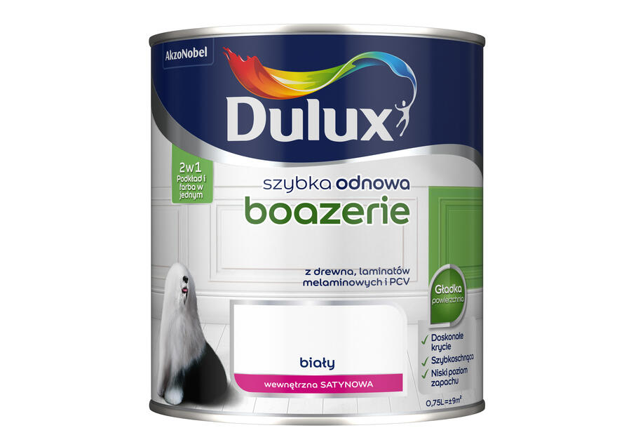 Zdjęcie: Farba Szybka Odnowa Boazeria 0,75 L biała DULUX