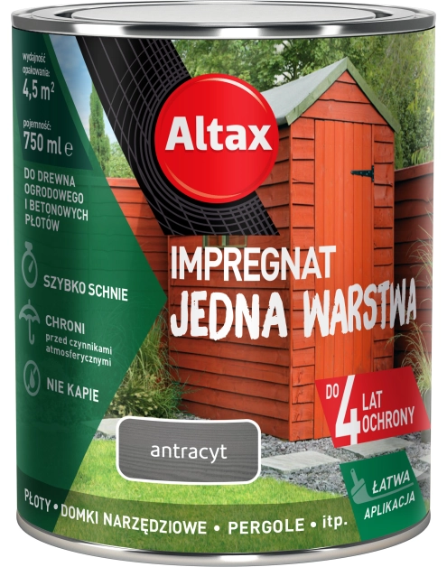 Zdjęcie: Impregnat Jedna Warstwa 4 lata 0,75 L antracyt ALTAX