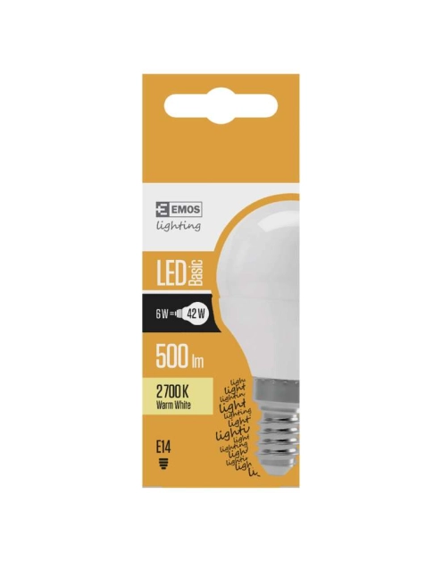 Zdjęcie: Żarówka LED Basic Mini Globe, E14, 6 W (42 W), 510 lm, ciepła biel EMOS