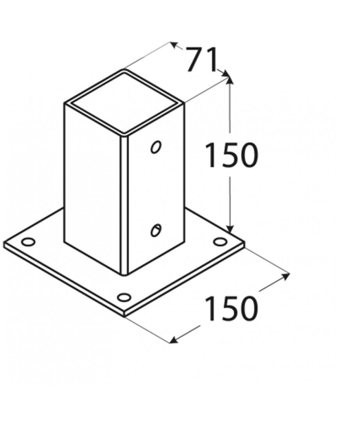 Zdjęcie: Podstawa słupa 7,1x15 cm z podstawą prostokątną PSP70 DMX
