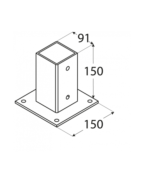 Zdjęcie: Podstaw słupa 90 z podstawą prostokątną PSP90 DMX