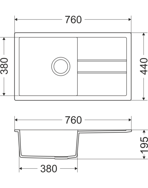 Zdjęcie: Zlewozmywak granitowy Bravo New 1-komorowy piaskowy 76x44x19,5 cm syfon manualny MILÓ