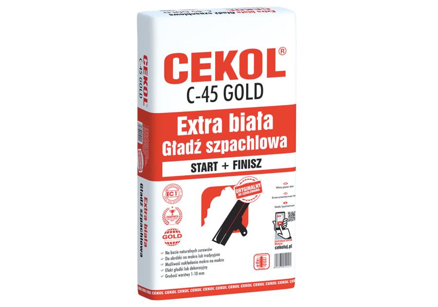 Zdjęcie: Gładź szpachlowa C-45 - 5 kg biała CEKOL