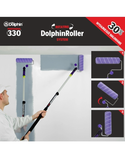 Zdjęcie: Uchwyt malarski z systemem rotacyjnym Rotating DolphinRoller 25 cm SERIA330 BLUEDOLPHIN