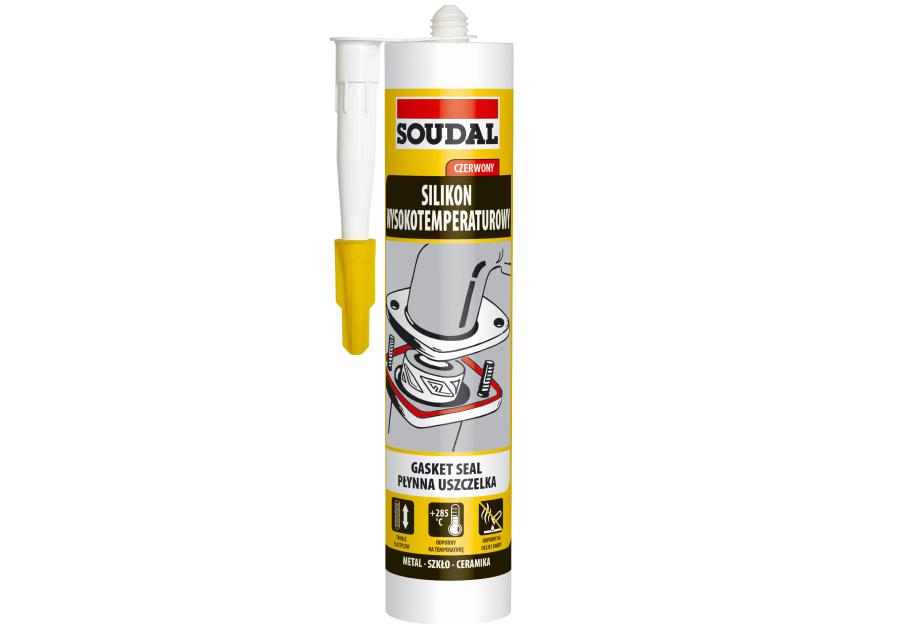 Zdjęcie: Silikon wysokotemperaturowy Gasket Seal 280 ml czerwony SOUDAL