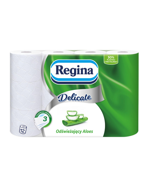 Zdjęcie: Papier toaletowy Delicate  Aloe Vera 12 rolek REGINA