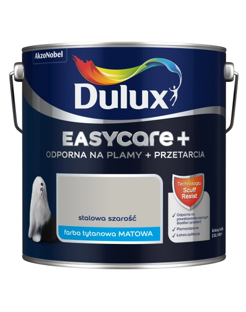 Zdjęcie: Farba lateksowa EasyCare+ Stalowa Szarość 2,5 L DULUX