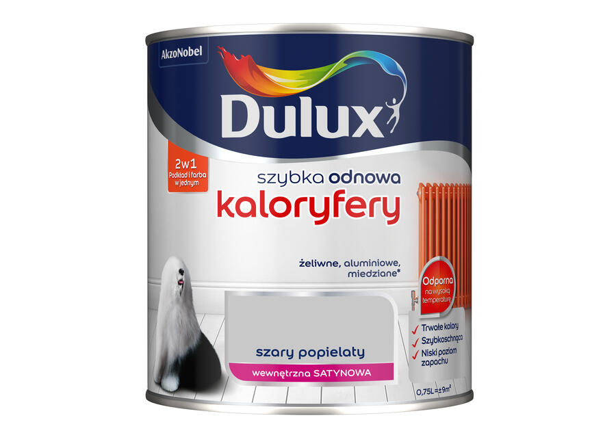 Zdjęcie: Farba Szybka Odnowa Kaloryfery 0,75 L szary popielaty DULUX