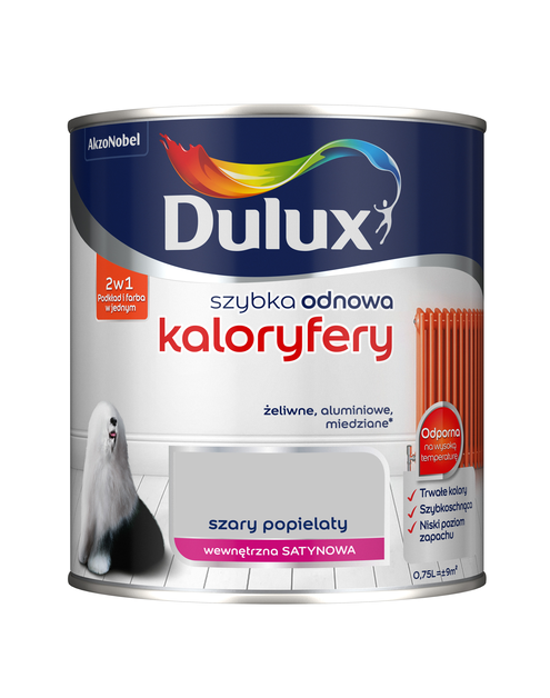 Zdjęcie: Farba Szybka Odnowa Kaloryfery 0,75 L szary popielaty DULUX